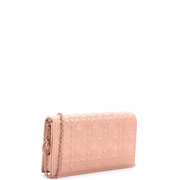 Lady Dior Wallet On Chain Pouch Diamond Motif Cannage Calfskin Long