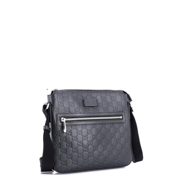 Signature Zip Messenger Bag Guccissima Leather Small