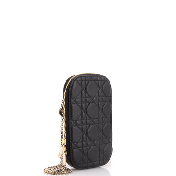 Lady Dior Phone Holder On Chain Cannage Quilt Lambskin