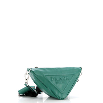 Triangle Logo Zip Crossbody Bag Leather Small