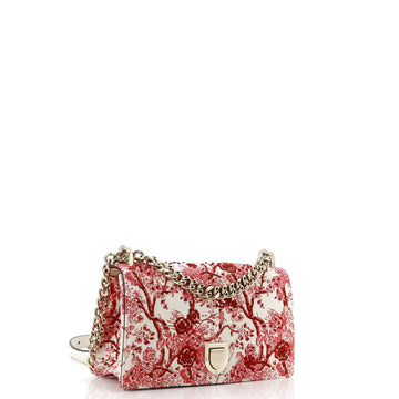 Toile De Jouy Diorama Flap Bag Printed Embroidered Leather Small