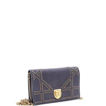 Diorama Wallet On Chain Cannage Studded Denim