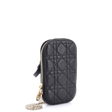 Lady Dior Phone Holder On Chain Cannage Quilt Lambskin