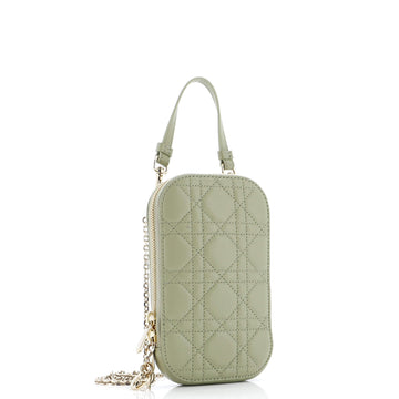 Lady Dior Phone Holder On Chain Cannage Quilt Lambskin