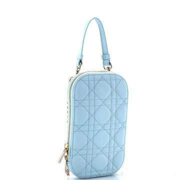Lady Dior Phone Holder On Chain Cannage Quilt Lambskin
