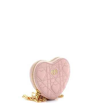Dioramour Caro Heart Pouch With Chain Cannage Quilt Calfskin
