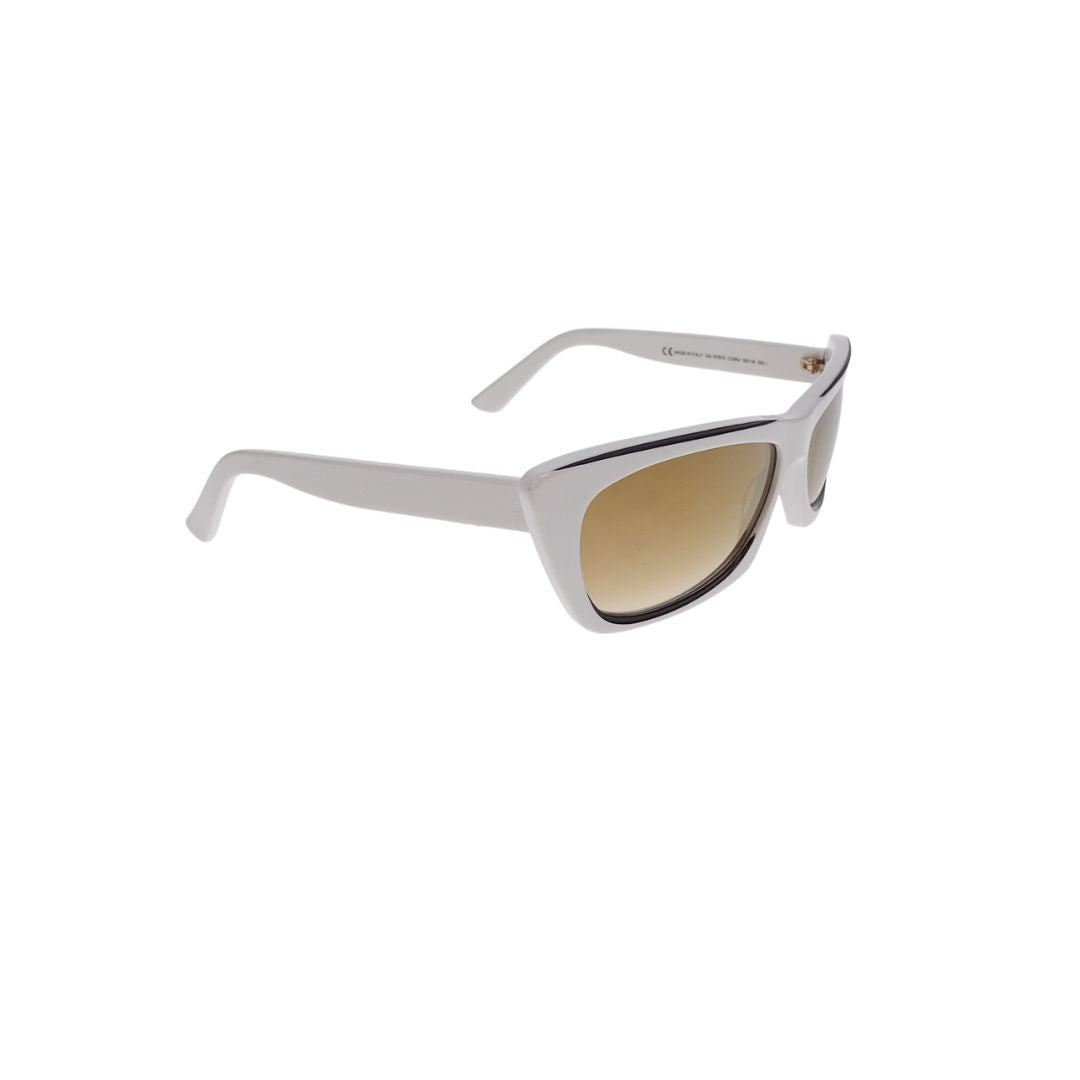 Gucci Thin Cat Eye Gold Lens White Frame Sunglasses