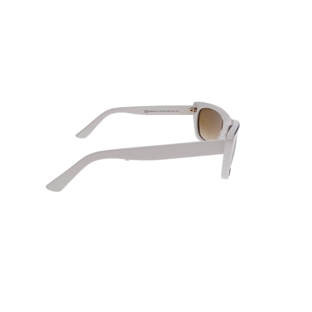 Gucci Thin Cat Eye Gold Lens White Frame Sunglasses