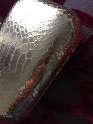 Kotur Ltd Italy Gold Snakeskin Knot Clutch
