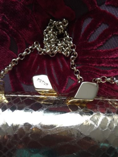 Kotur Ltd Italy Gold Snakeskin Knot Clutch