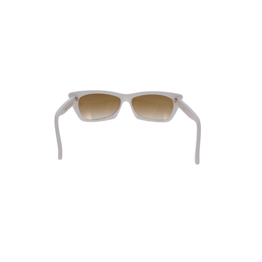 Gucci Thin Cat Eye Gold Lens White Frame Sunglasses