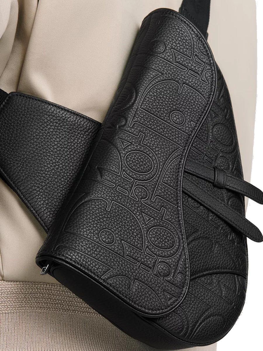 Saddle Bag In Black Dior Gravity Leather And Black Grained Calfskin
