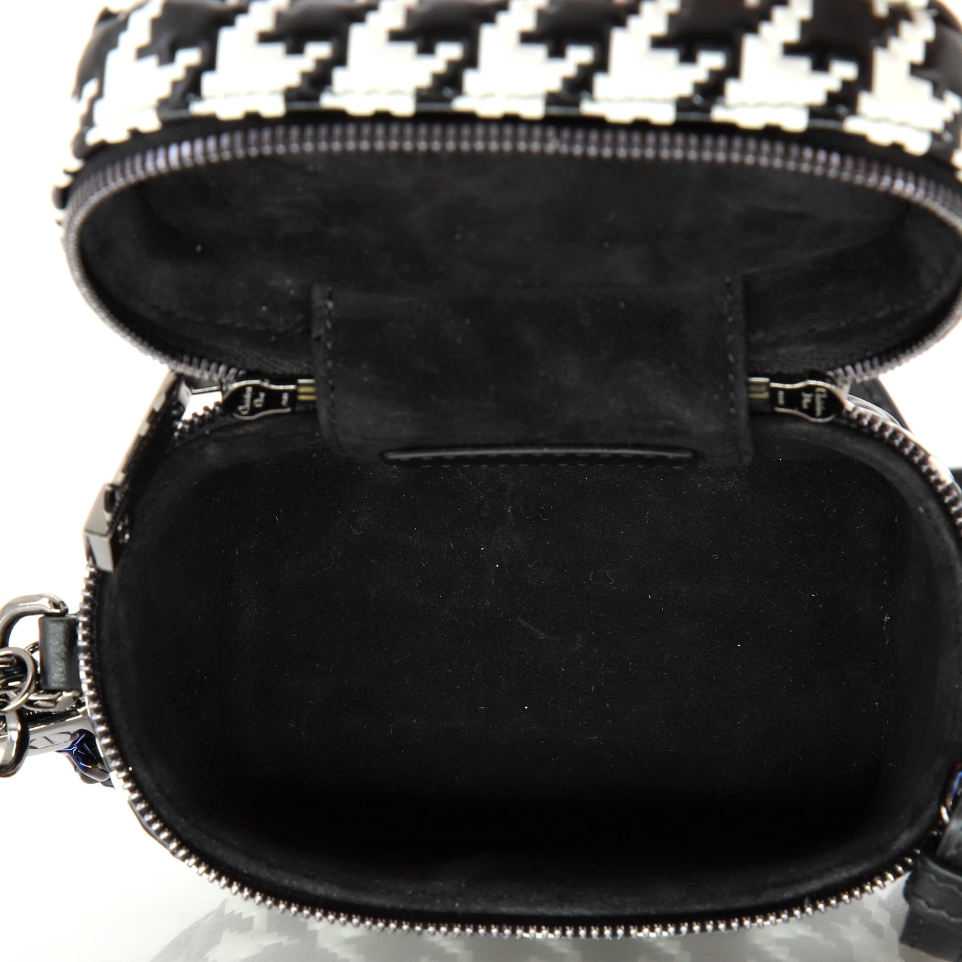 Lady Dior Vanity Case Houndstooth Braided Leather Micro