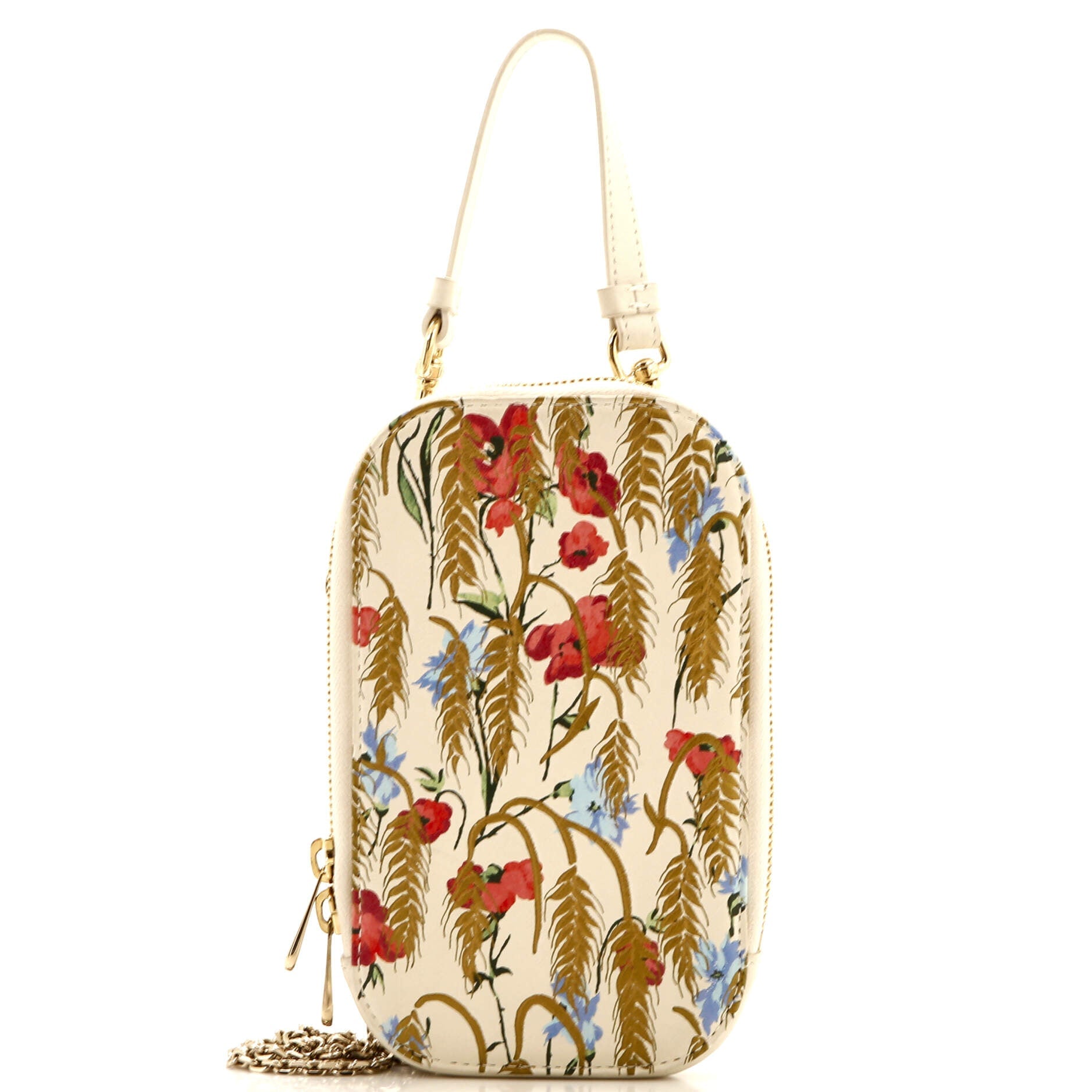 Lady Dior Phone Holder On Chain Printed Leather
