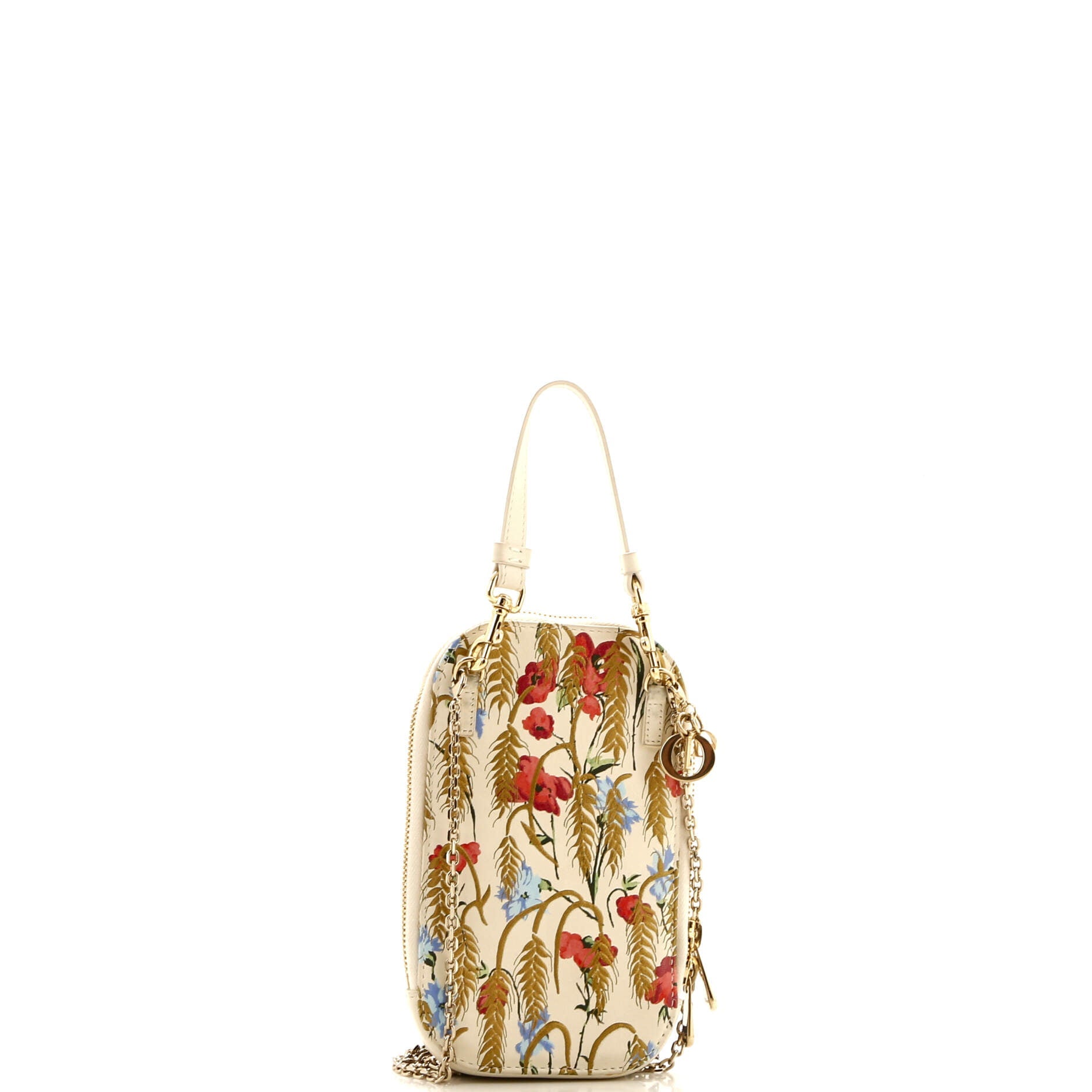 Lady Dior Phone Holder On Chain Printed Leather