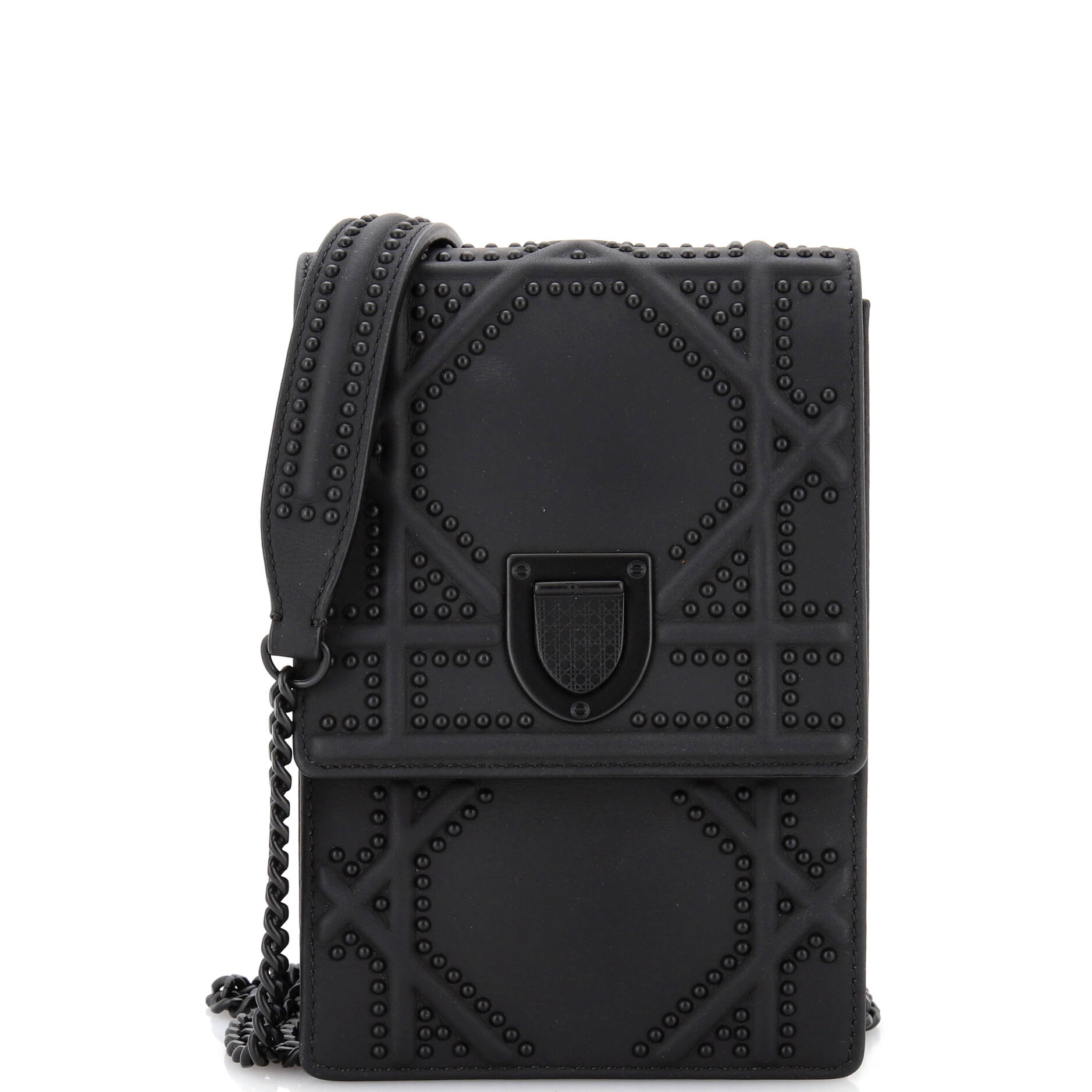 Ultra Matte Diorama Vertical Clutch On Chain Studded Leather