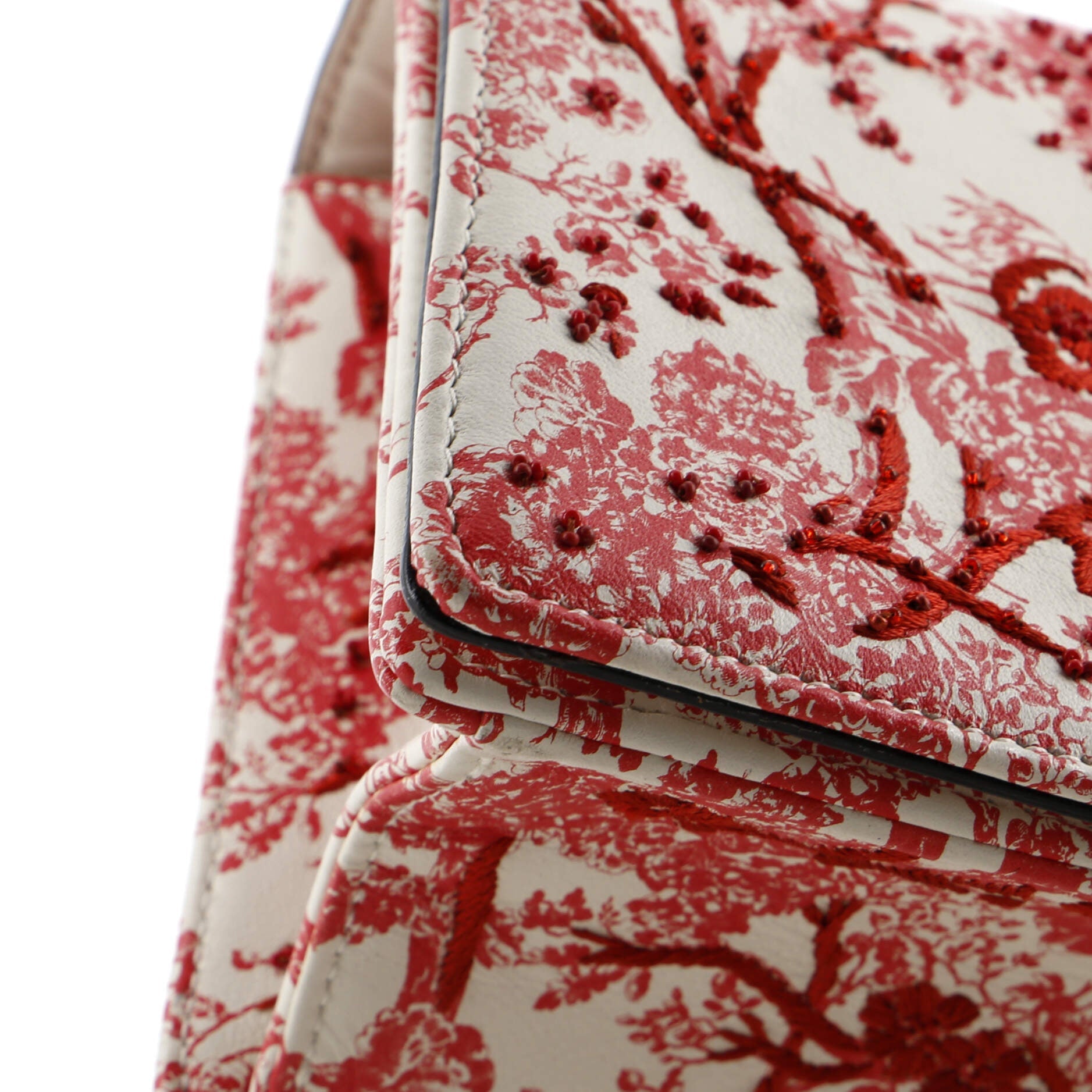 Toile De Jouy Diorama Flap Bag Printed Embroidered Leather Small
