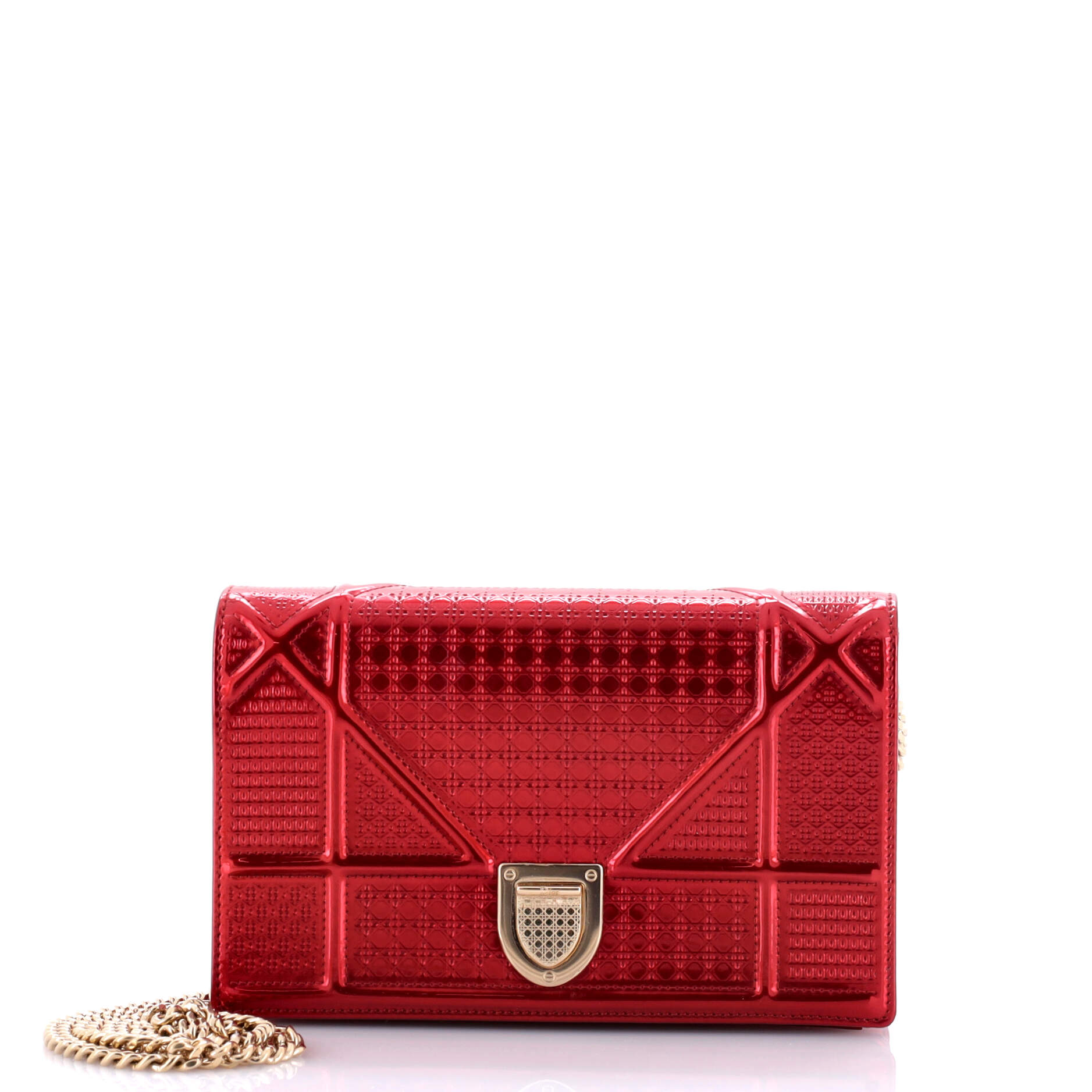 Diorama Wallet On Chain Cannage Embossed Calfskin