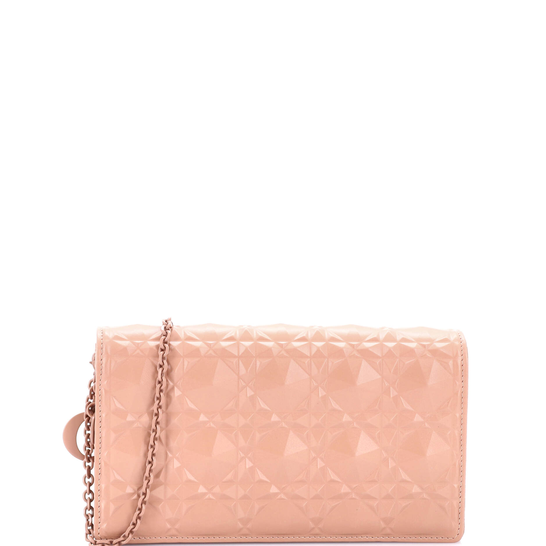 Lady Dior Wallet On Chain Pouch Diamond Motif Cannage Calfskin Long