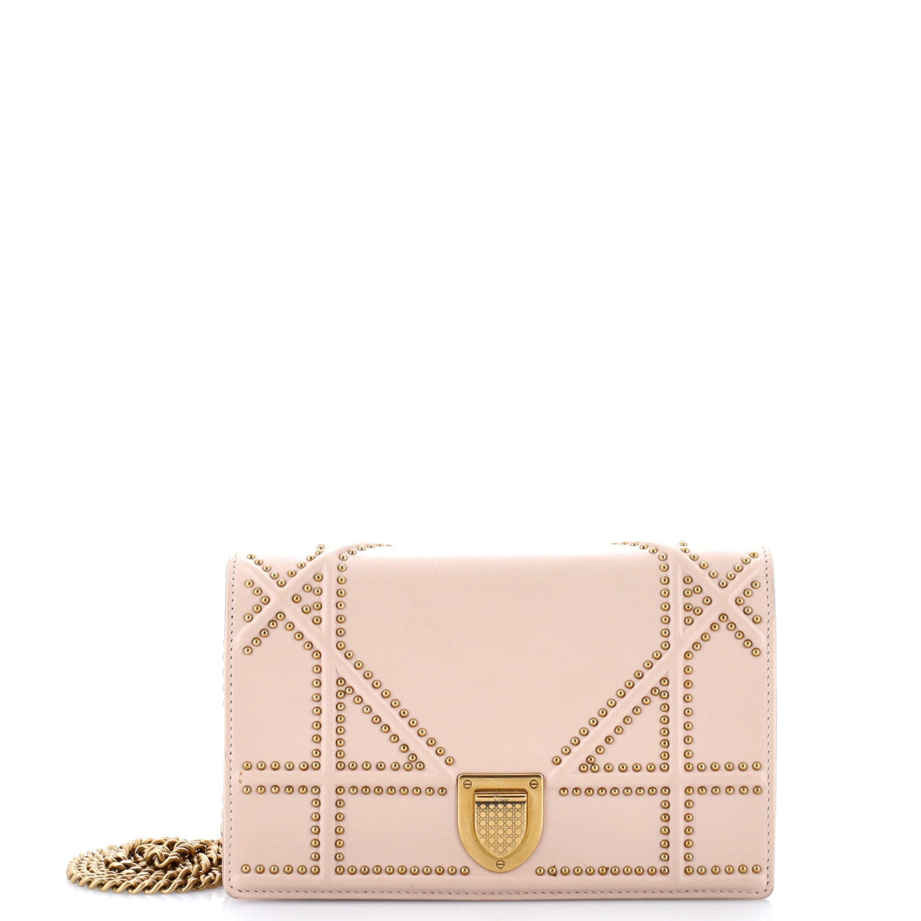 Diorama Wallet On Chain Studded Leather
