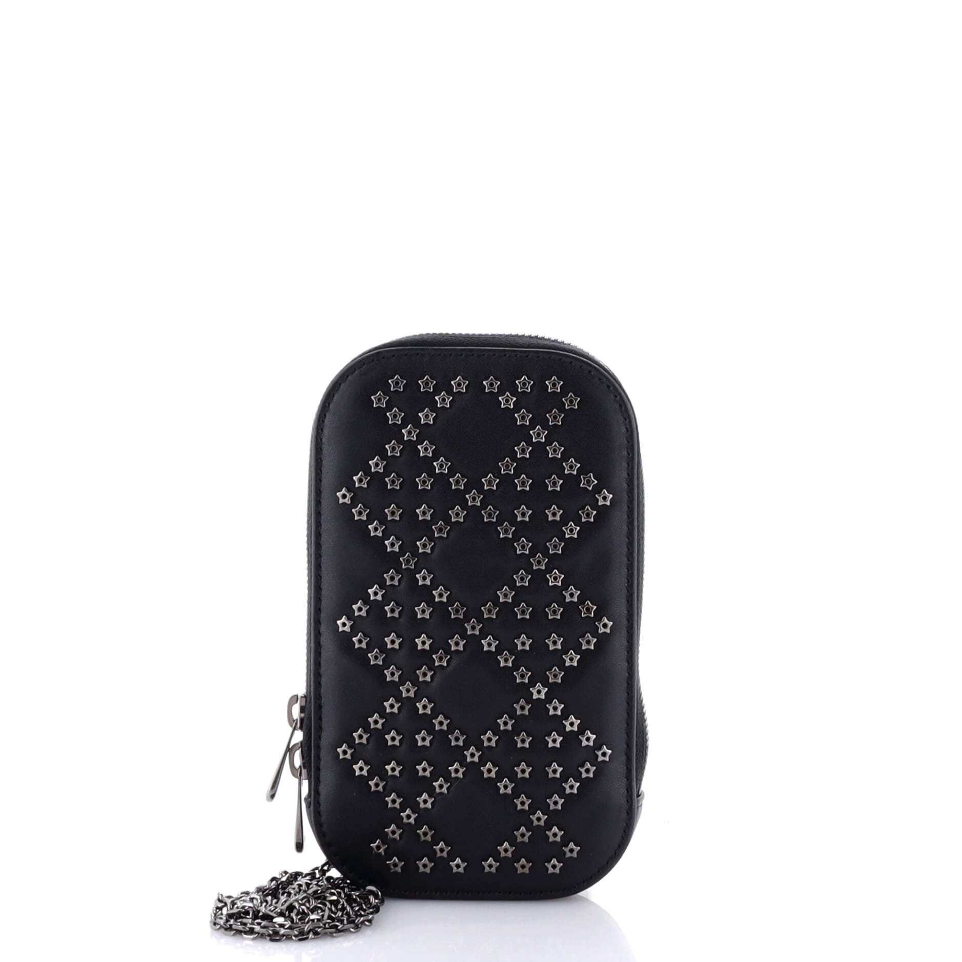 Lady Dior Phone Holder On Chain Studded Leather
