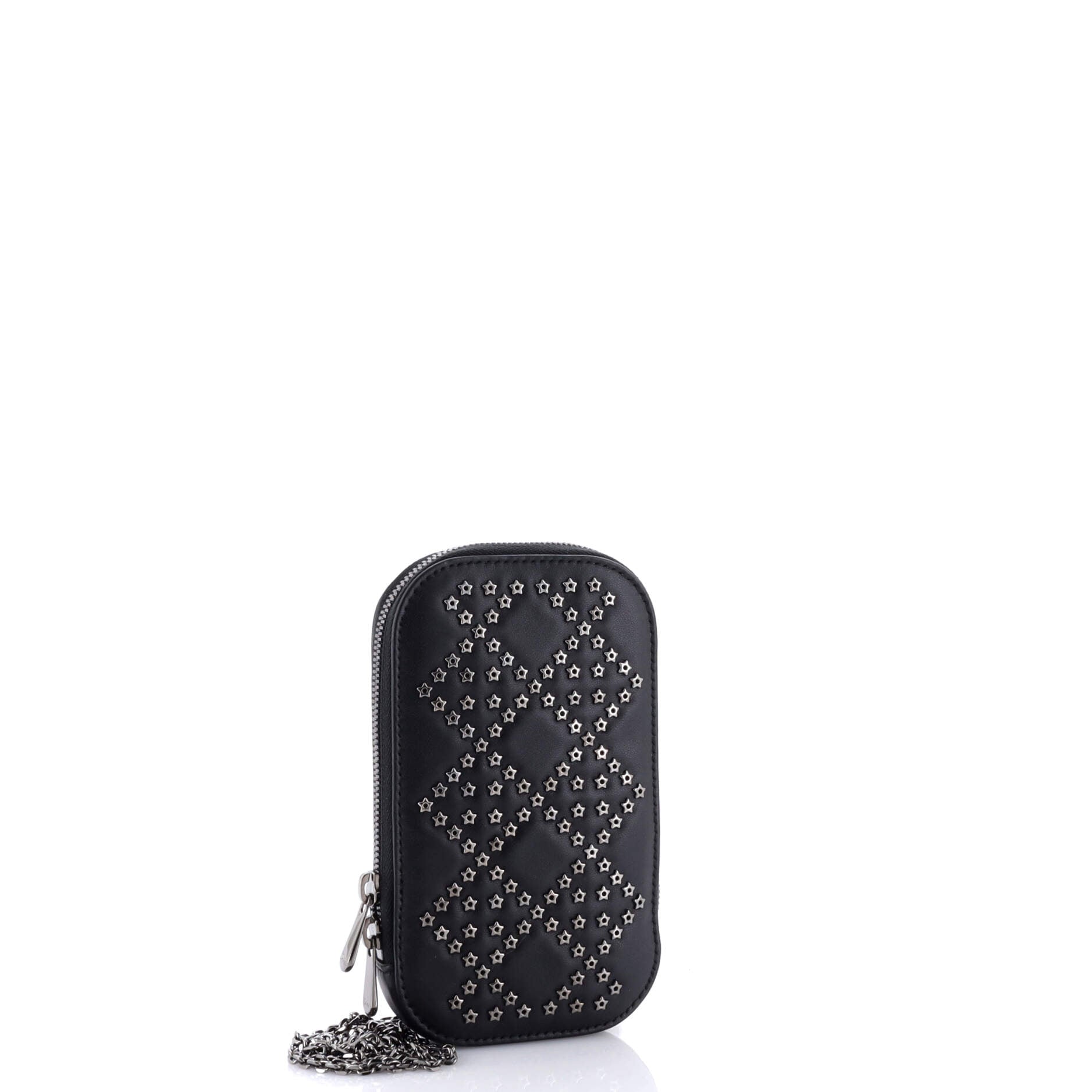 Lady Dior Phone Holder On Chain Studded Leather