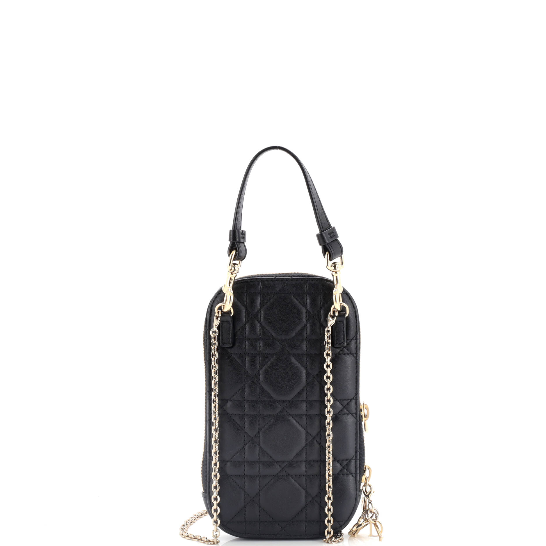 Lady Dior Phone Holder On Chain Cannage Quilt Lambskin