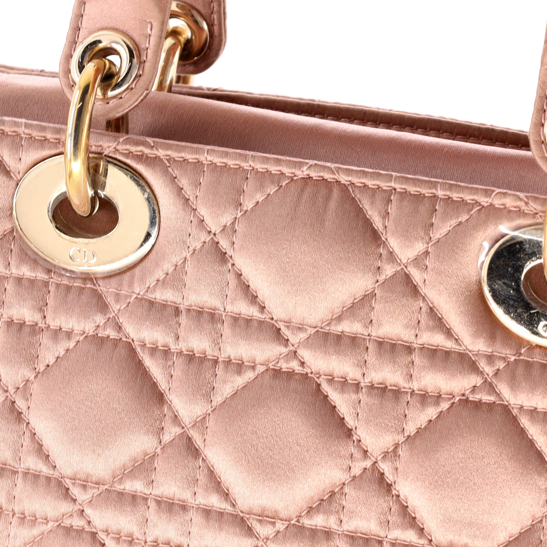 My Abcdior Lady Dior Bag Cannage Quilt Satin With Crystal Charms