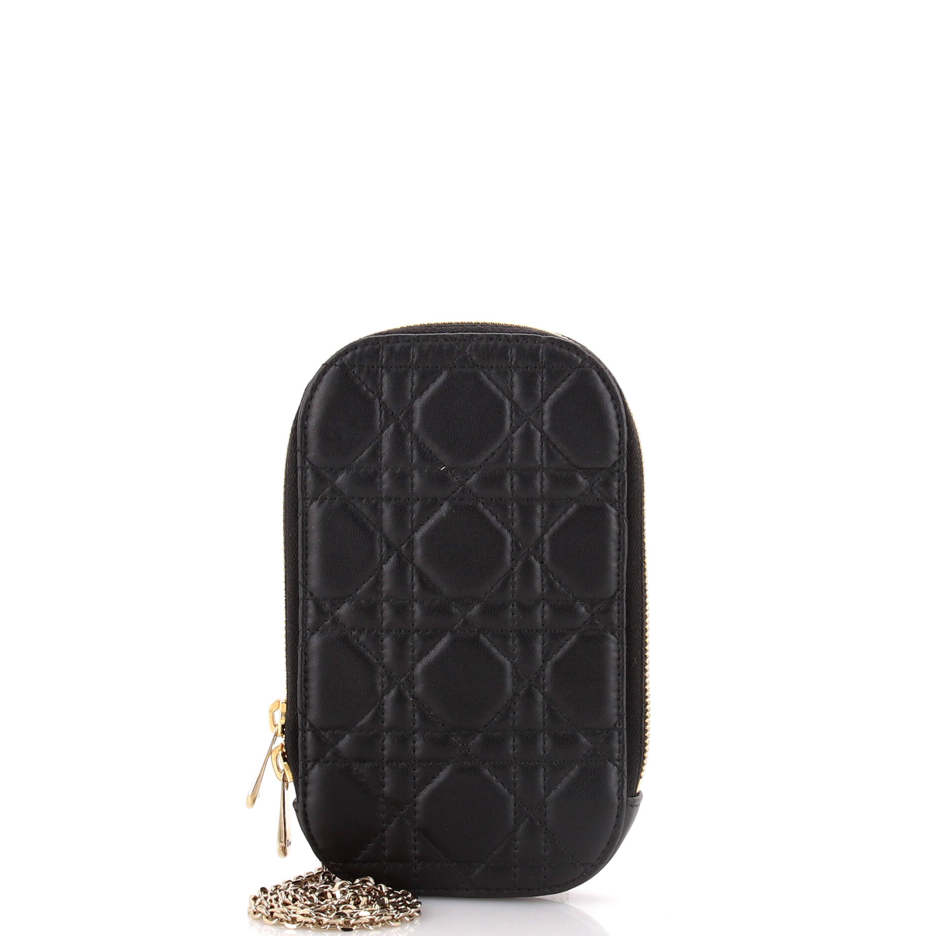 Lady Dior Phone Holder On Chain Cannage Quilt Lambskin