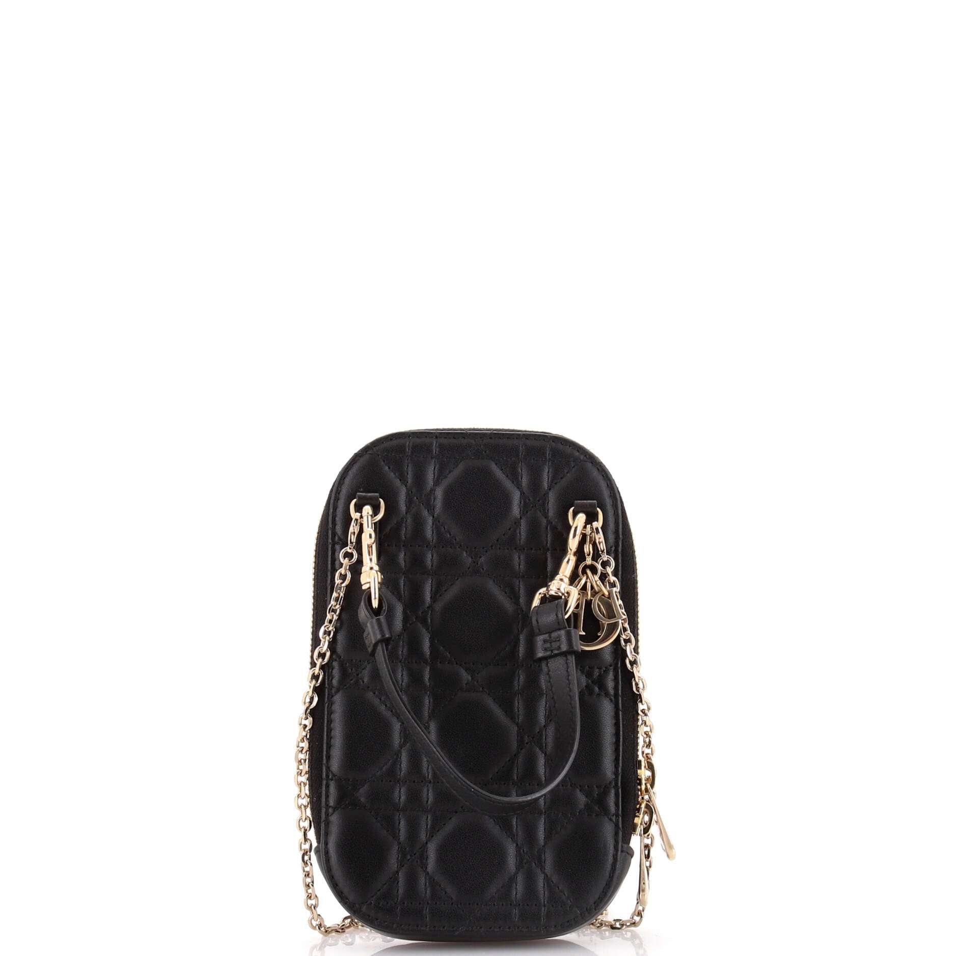 Lady Dior Phone Holder On Chain Cannage Quilt Lambskin
