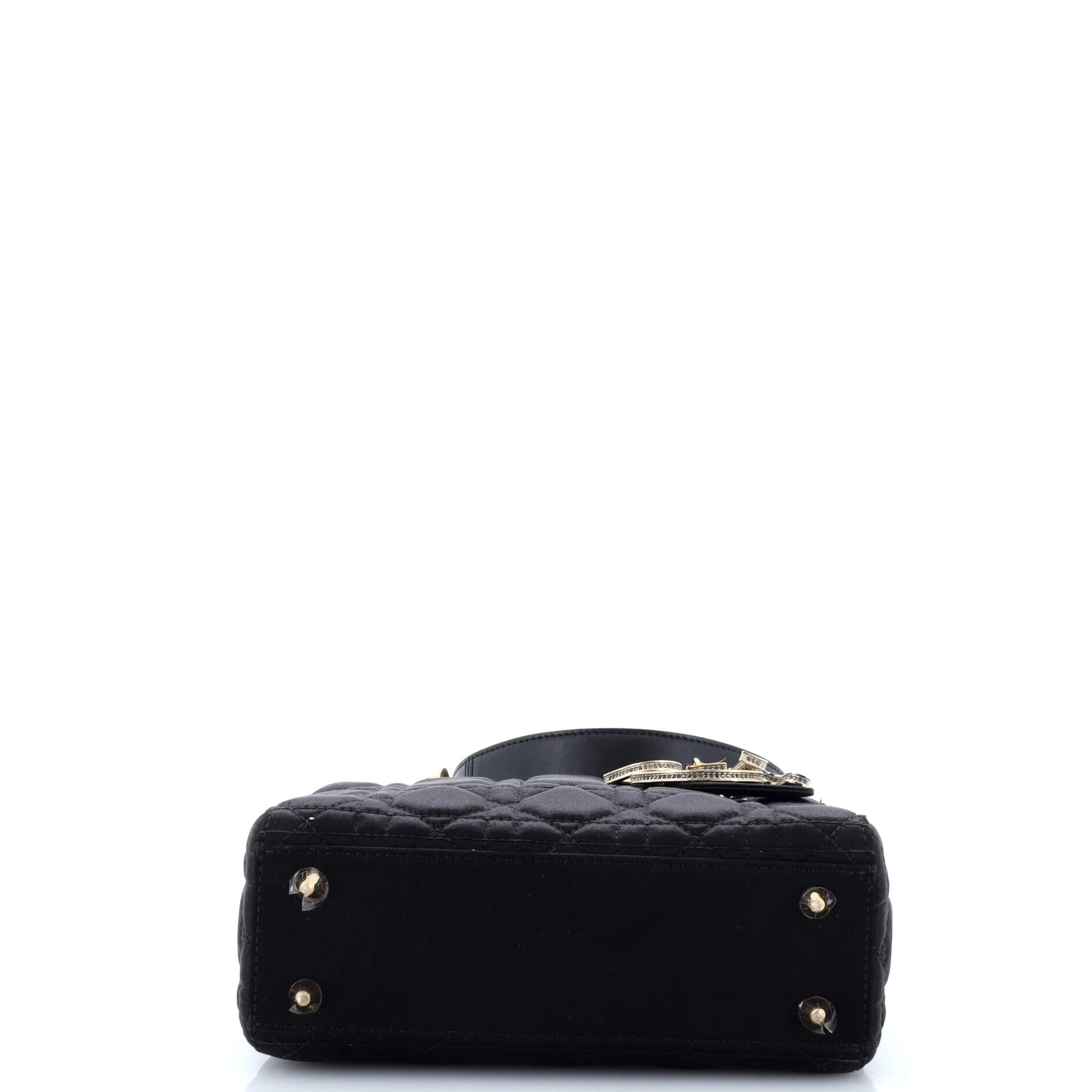 My Abcdior Lady Dior Bag Cannage Quilt Satin With Crystal Charms