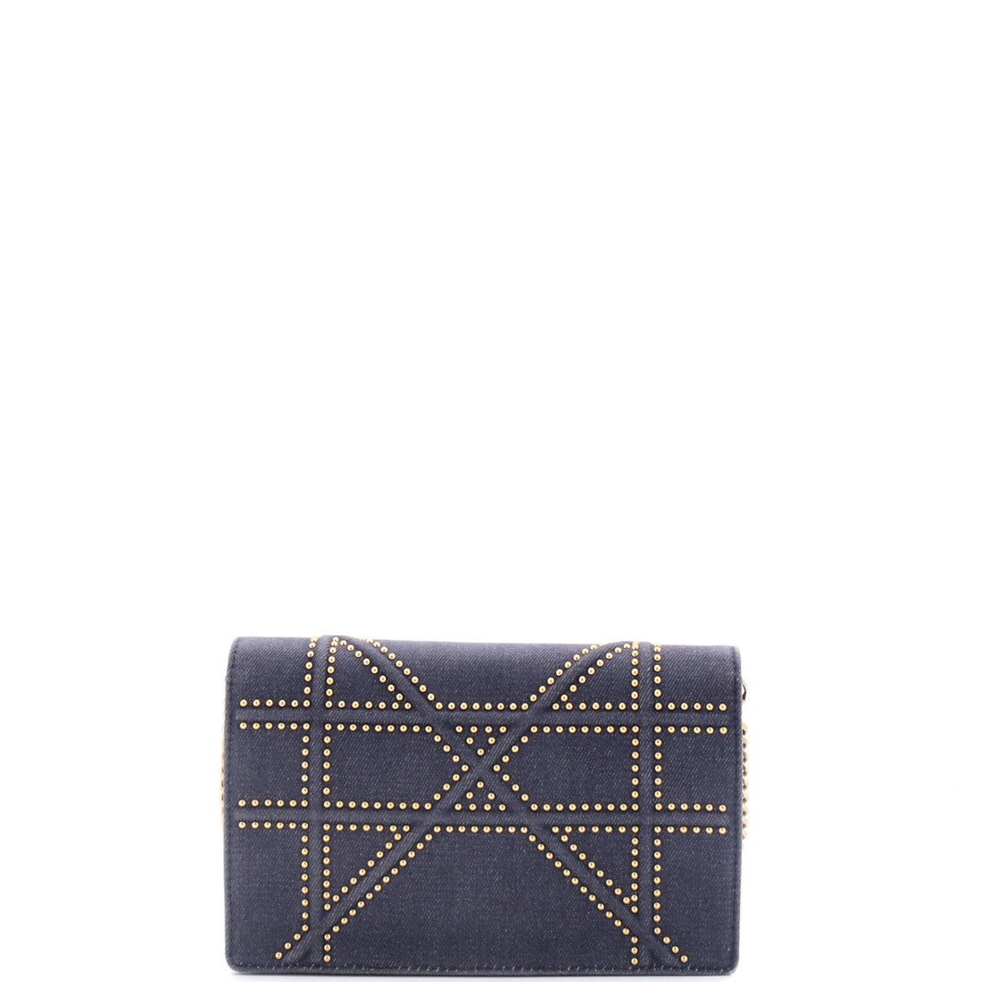 Diorama Wallet On Chain Cannage Studded Denim