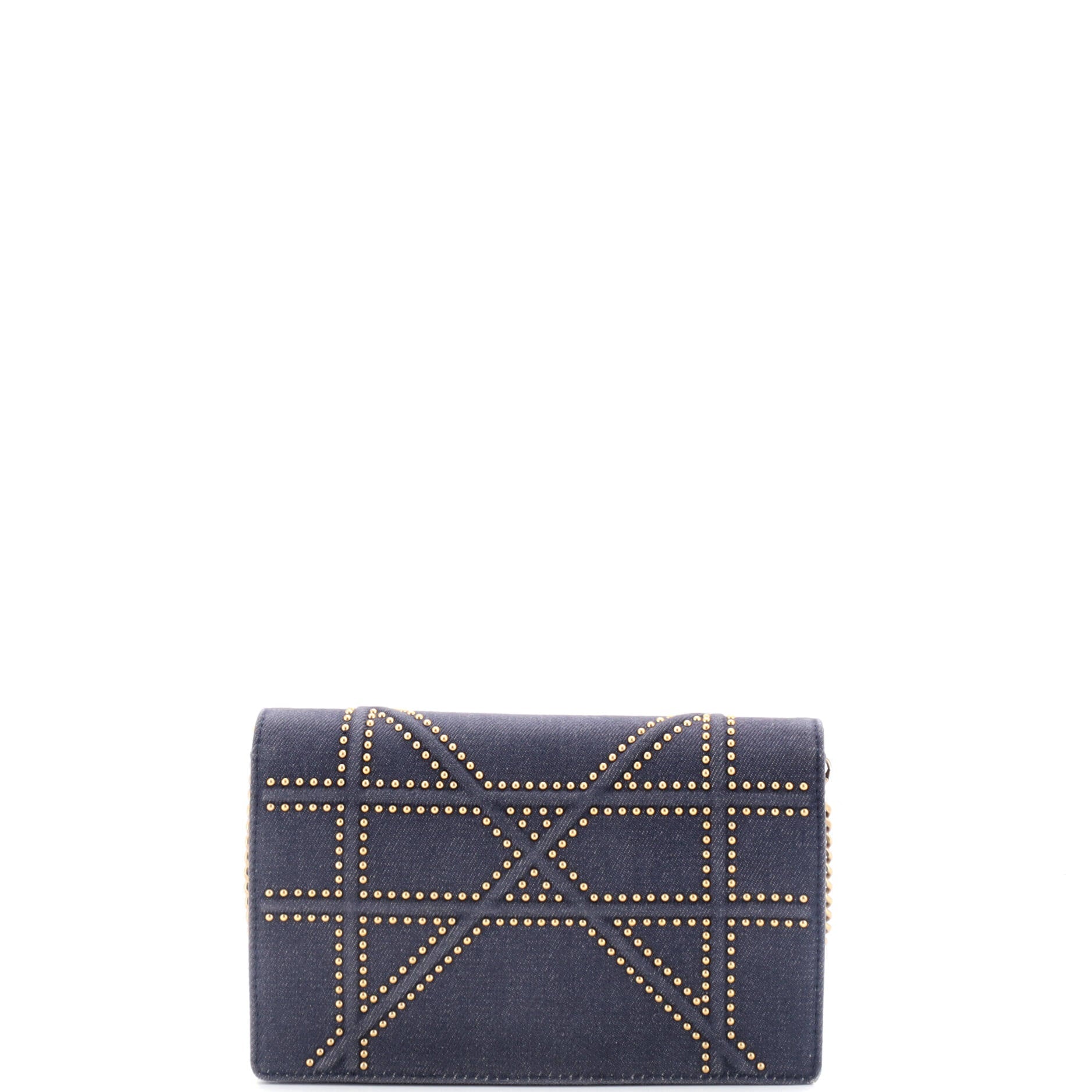 Diorama Wallet On Chain Cannage Studded Denim