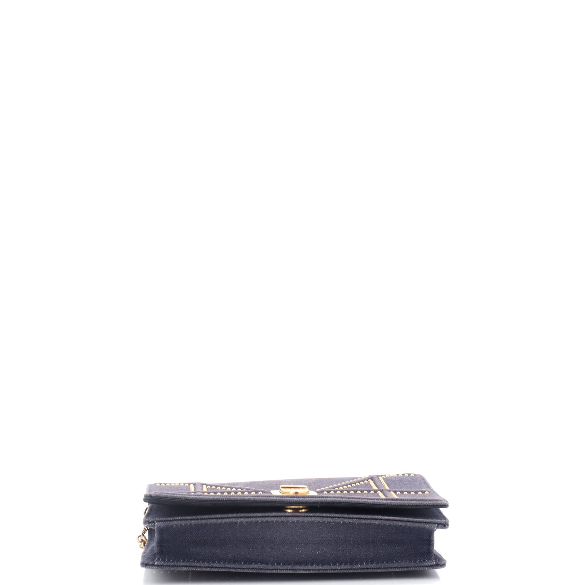 Diorama Wallet On Chain Cannage Studded Denim