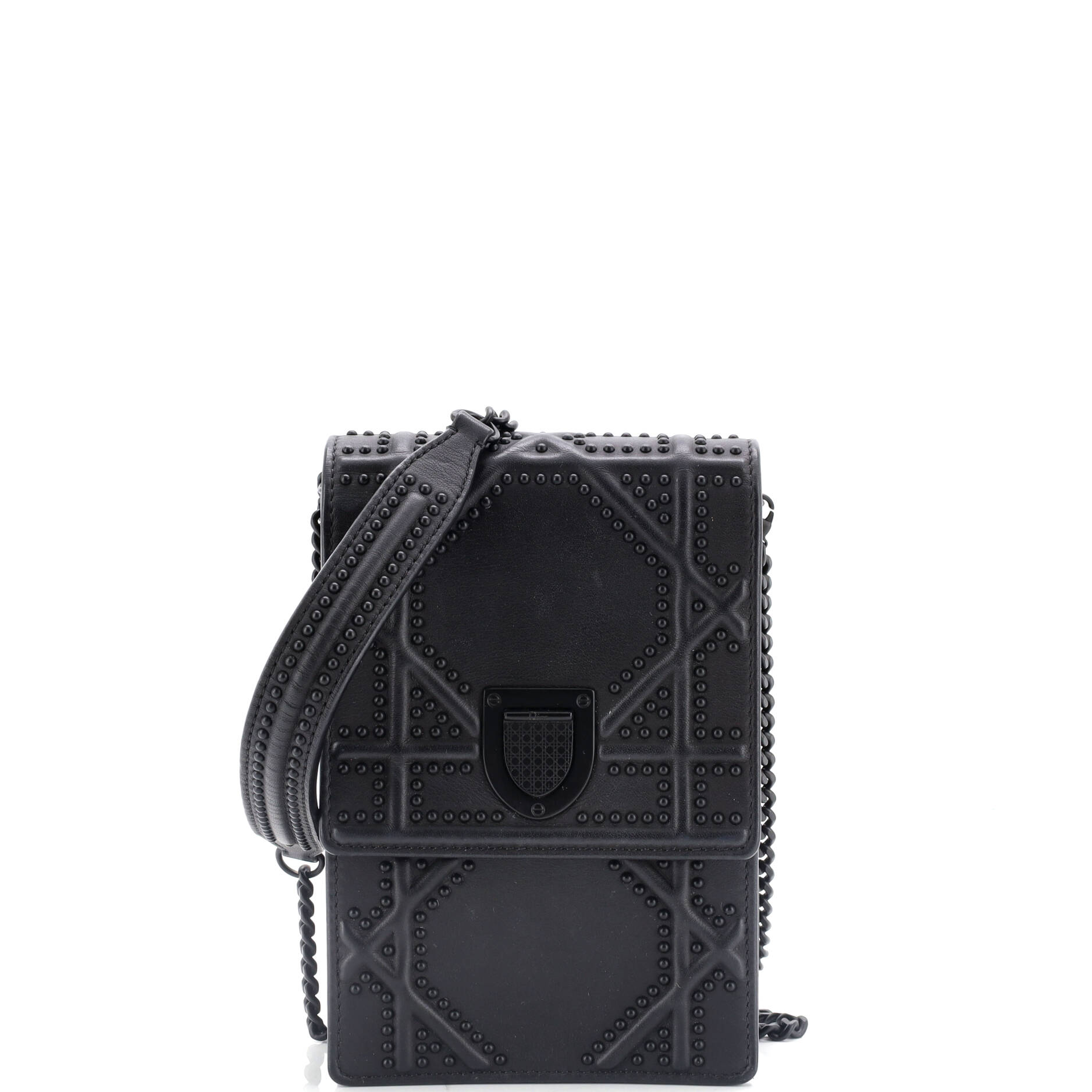 Ultra Matte Diorama Vertical Clutch On Chain Studded Leather