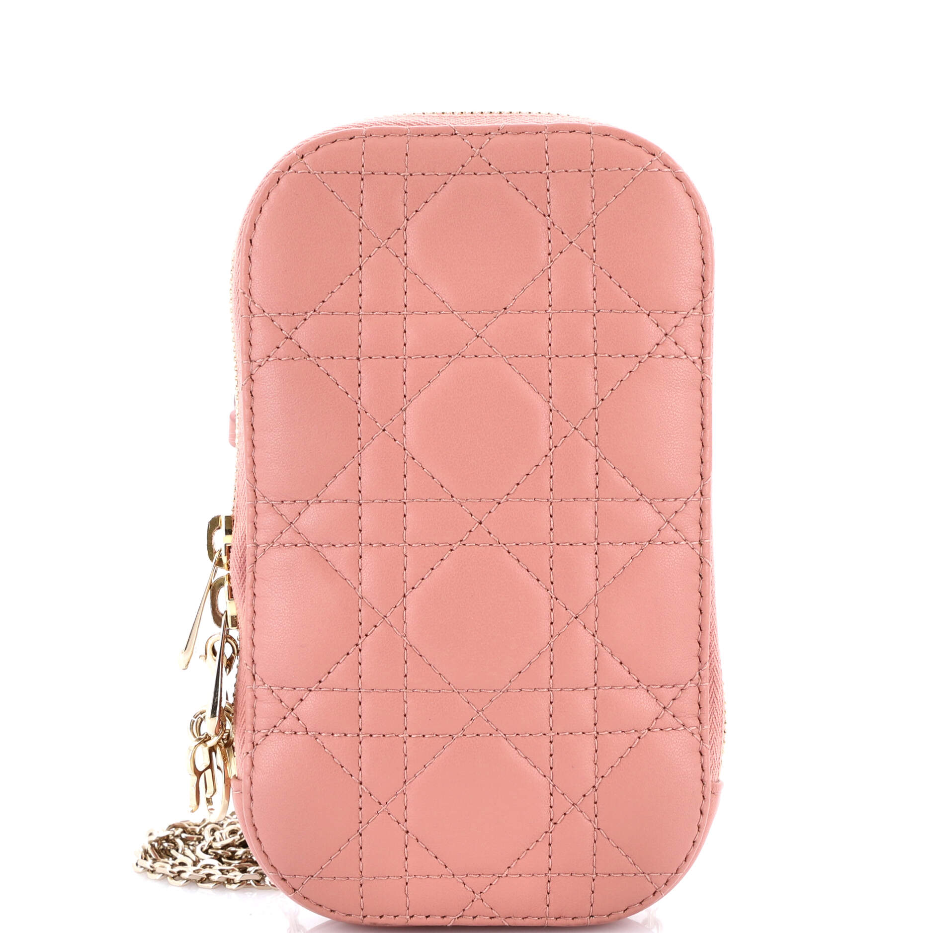 Lady Dior Phone Holder On Chain Cannage Quilt Lambskin