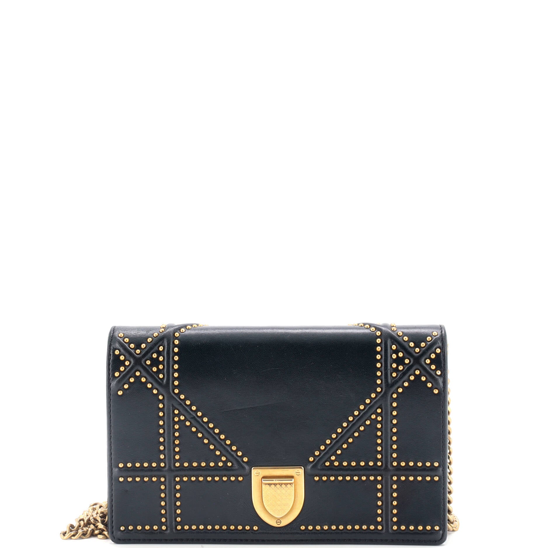 Diorama Wallet On Chain Studded Leather