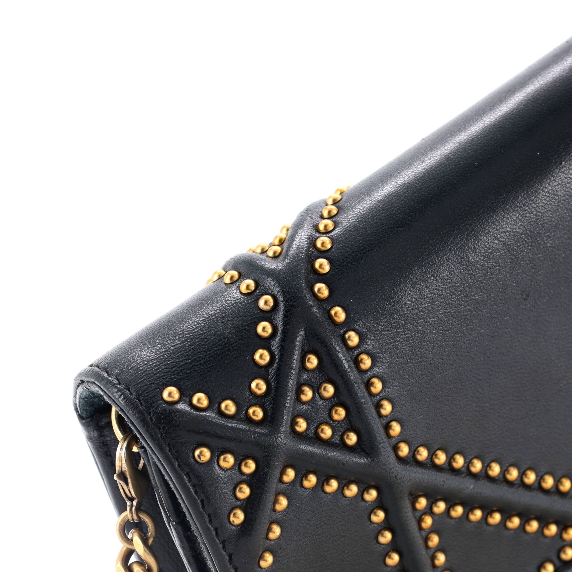 Diorama Wallet On Chain Studded Leather