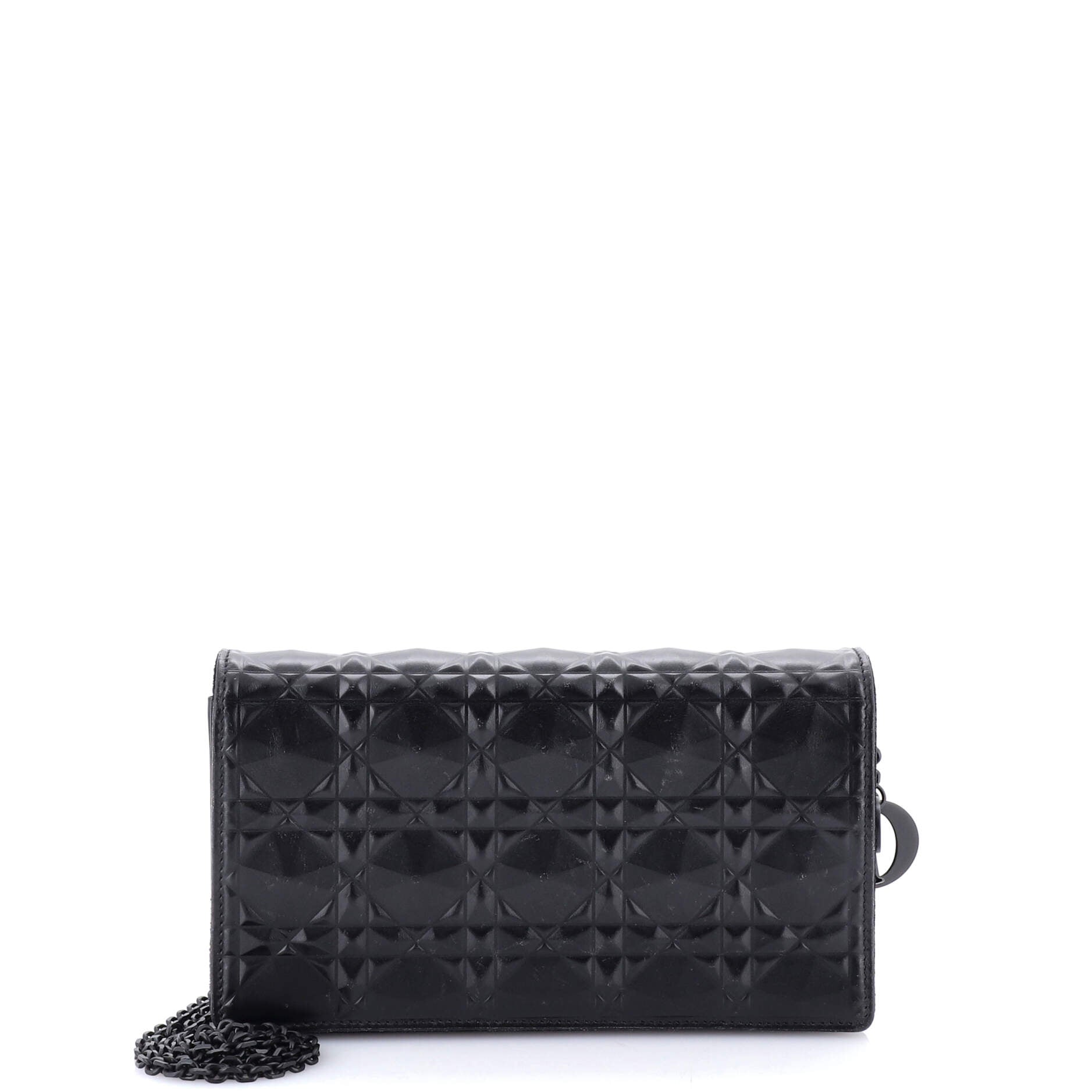 Lady Dior Chain Pouch Diamond Motif Cannage Calfskin