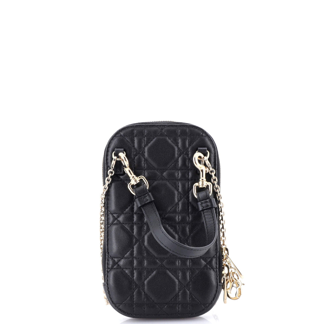 Lady Dior Phone Holder On Chain Cannage Quilt Lambskin