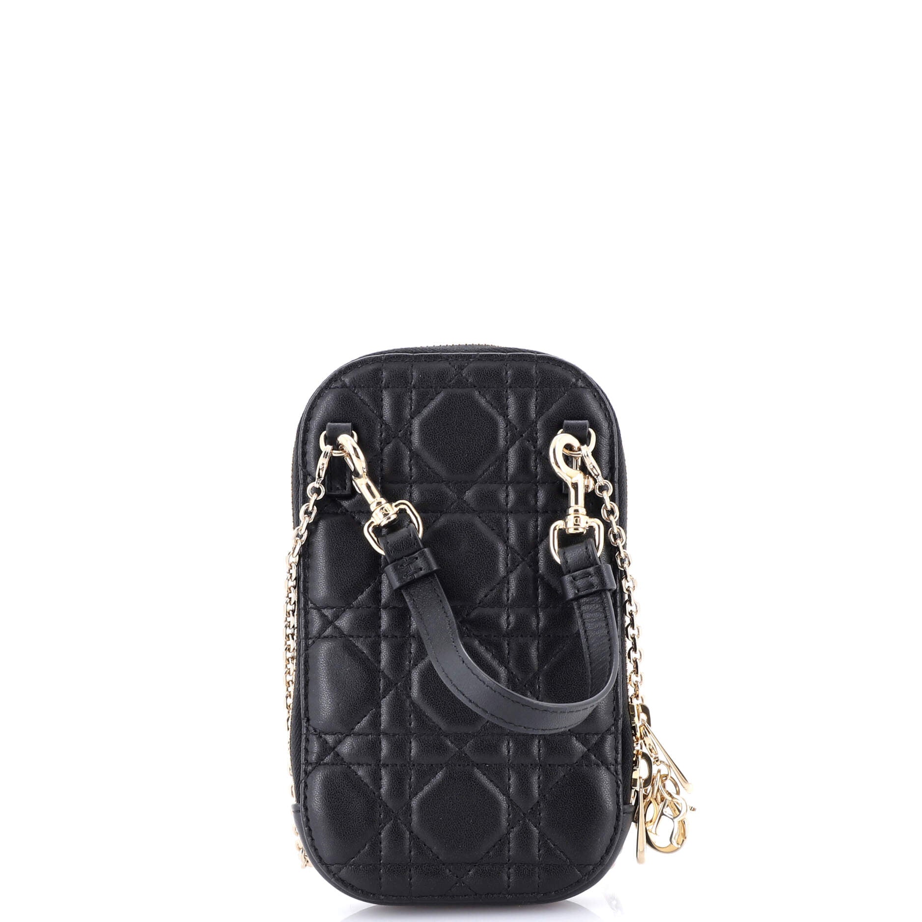 Lady Dior Phone Holder On Chain Cannage Quilt Lambskin