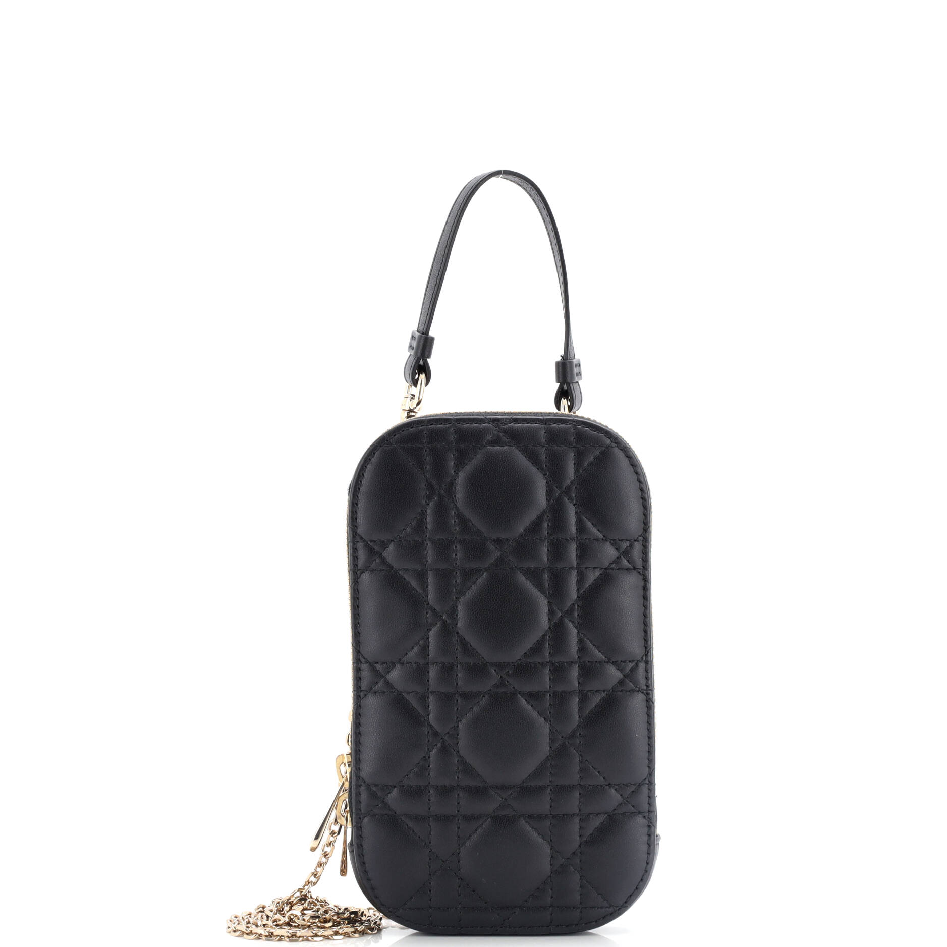 Lady Dior Phone Holder On Chain Cannage Quilt Lambskin