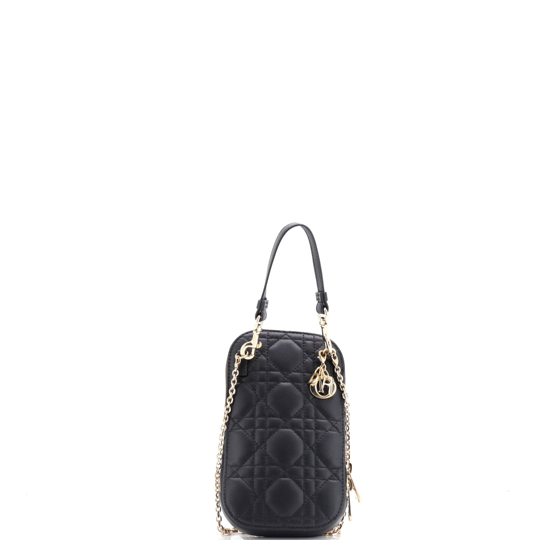 Lady Dior Phone Holder On Chain Cannage Quilt Lambskin