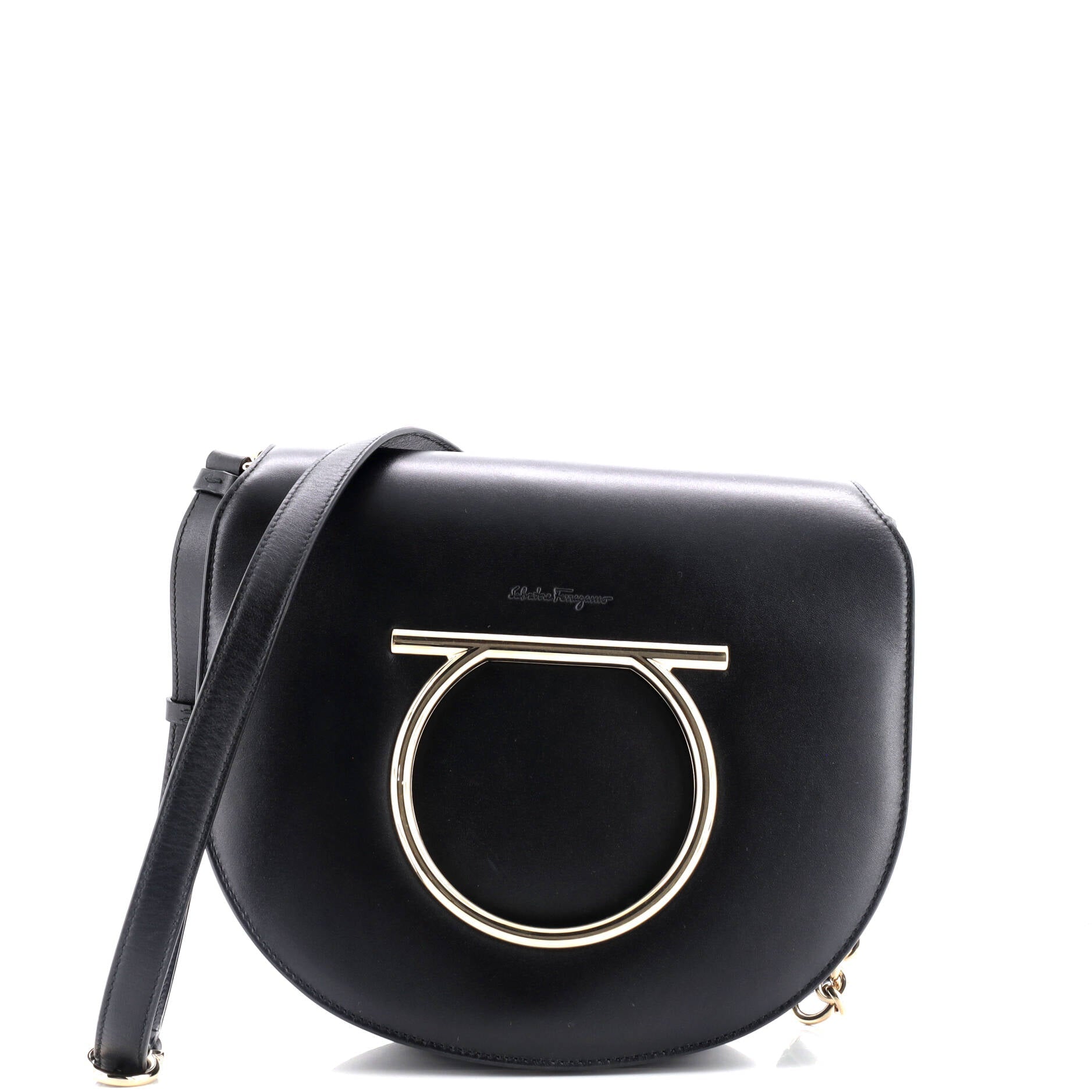 Gancini Saddle Flap Bag Leather Small