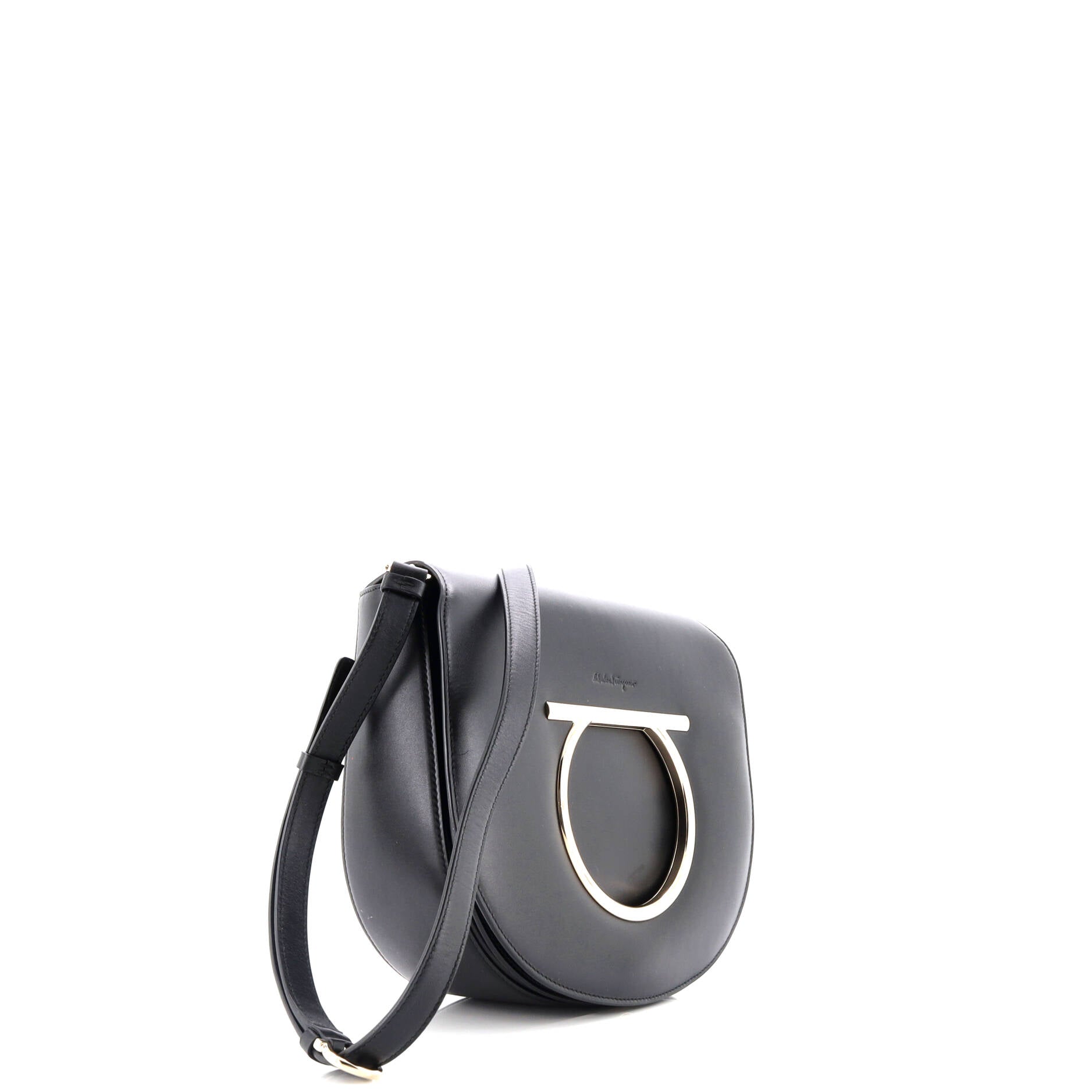 Gancini Saddle Flap Bag Leather Small