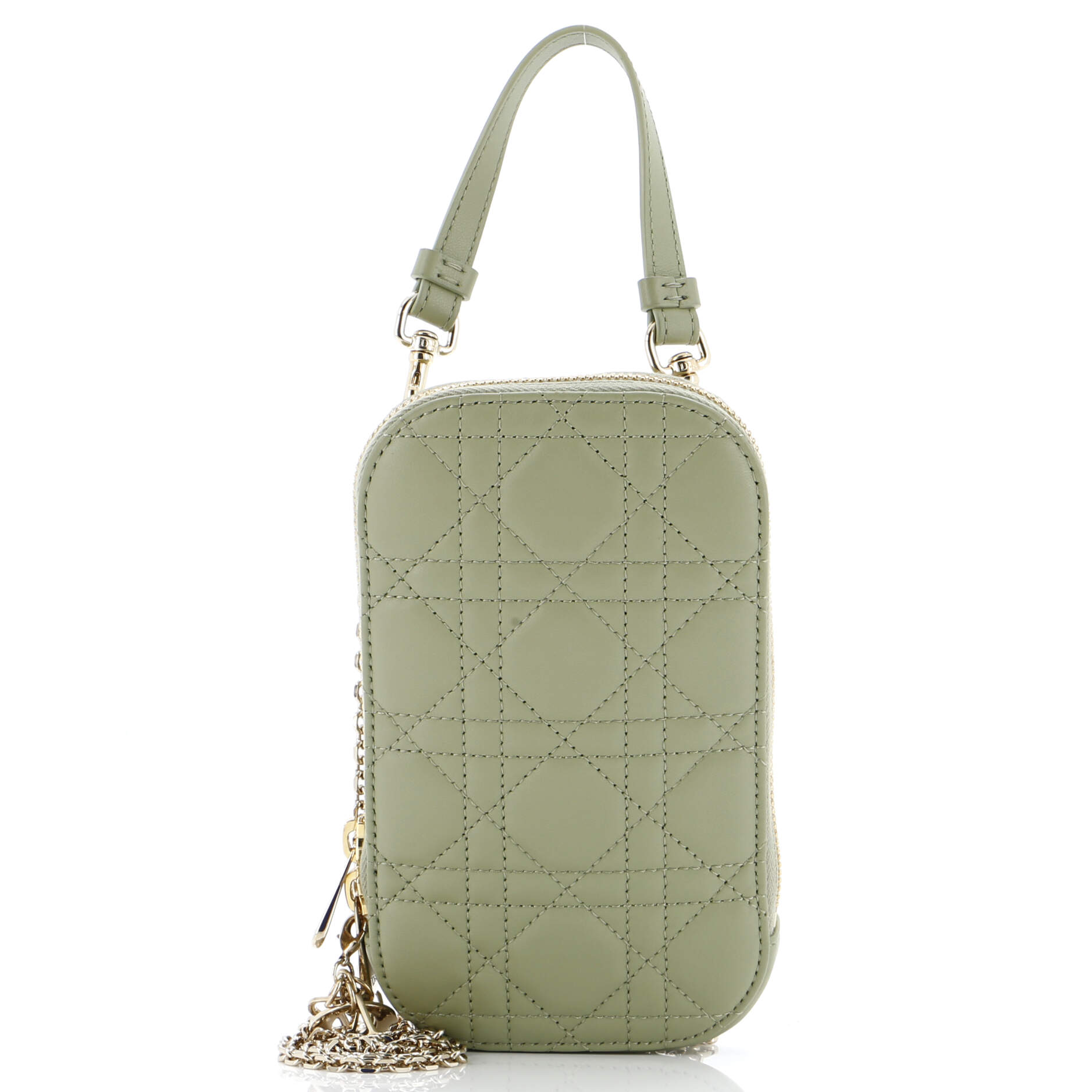 Lady Dior Phone Holder On Chain Cannage Quilt Lambskin