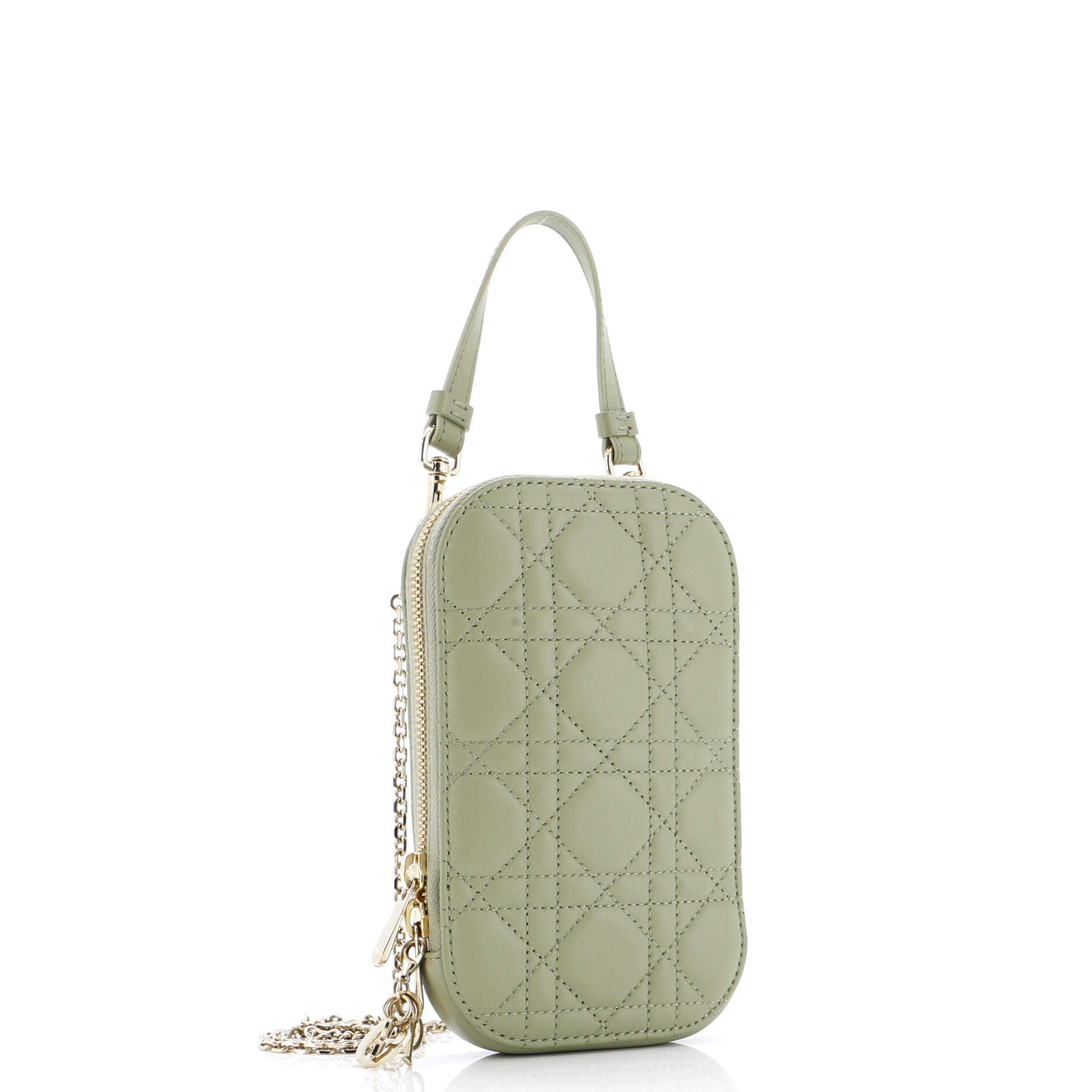 Lady Dior Phone Holder On Chain Cannage Quilt Lambskin