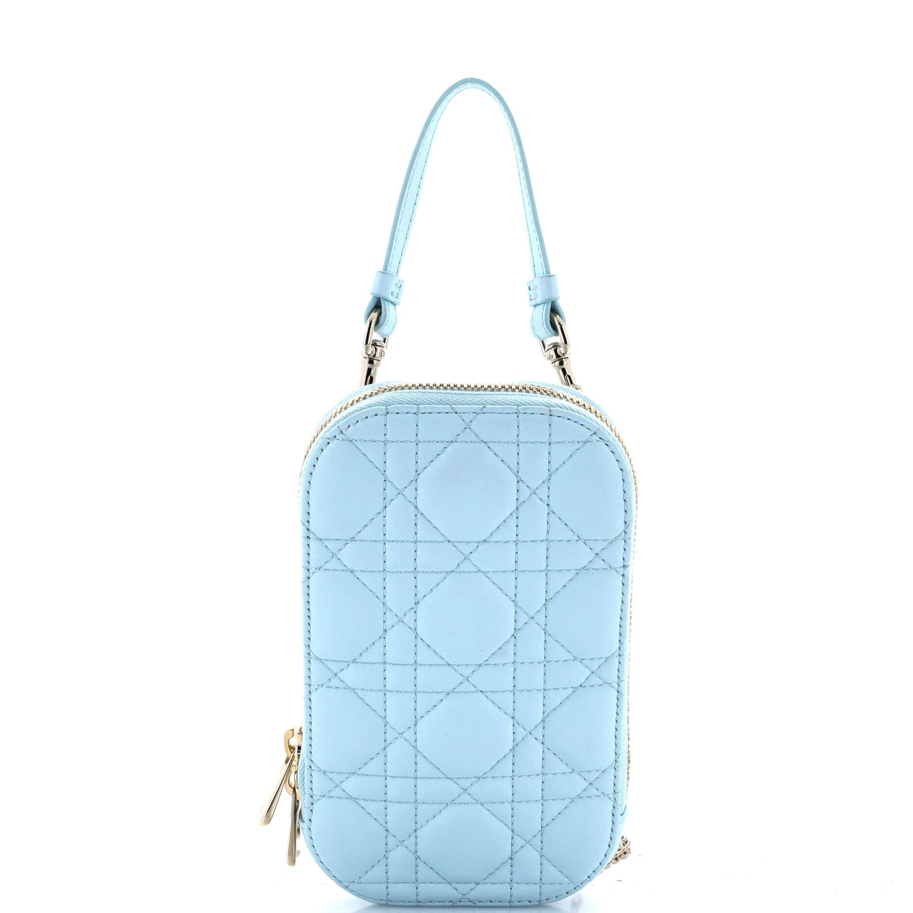 Lady Dior Phone Holder On Chain Cannage Quilt Lambskin