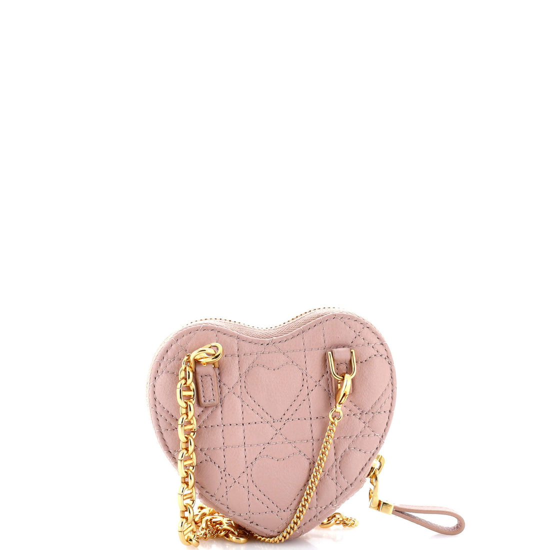 Dioramour Caro Heart Pouch With Chain Cannage Quilt Calfskin