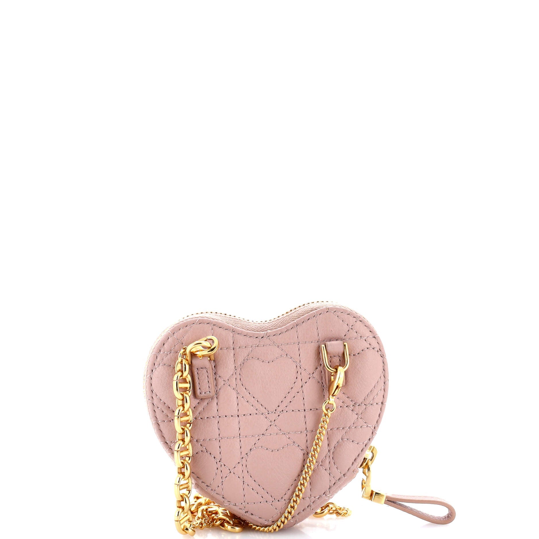 Dioramour Caro Heart Pouch With Chain Cannage Quilt Calfskin